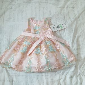 New 4pc Pink formal baby girl dress and sandals